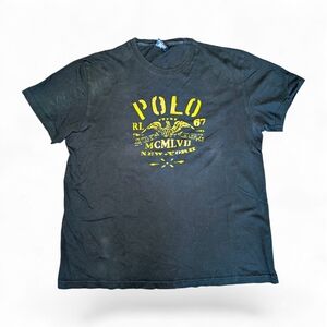 Ralph Lauren Black Short Sleeve Tee with Yellow Polo Graphic